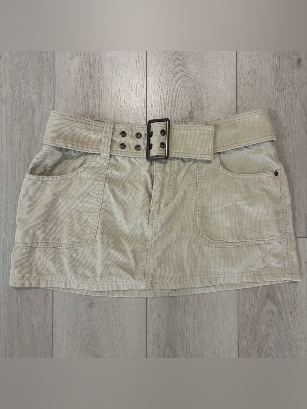 Abercrombie & Fitch Vintage Light Beige Belted Mini Skirt
